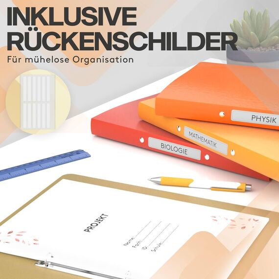 ACROPAQ - 10 x Ringbuch A4 - Mit 2 Ringen, Mit Rückenetiketten, Rückenbreite 2,5 cm, Sonnenaufgang, Natur Farbkollektion - Ringhefter, Ringordner, Ordner A4 Schmal, Ringmappe A4, Schulordner