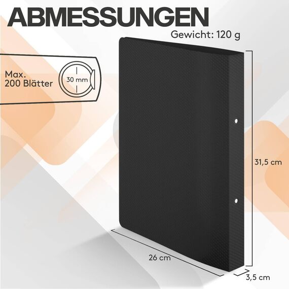ACROPAQ - 10 x Ringbuch A4 - Mit 2 Ringen, Rückenbreite 3,5 cm, Nacht, Natur Farbkollektion - Ringhefter, Ringordner, Ordner A4 Schmal, Ringmappe A4, Schulordner