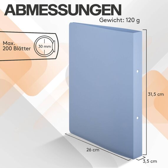 ACROPAQ - 8 x Ringbuch A4 - Mit 2 Ringen, Mit Rückenetiketten, Rückenbreite 3,5 cm, Wind, Natur Farbkollektion - Ringhefter, Ringordner, Ordner A4 Schmal, Ringmappe A4, Schulordner