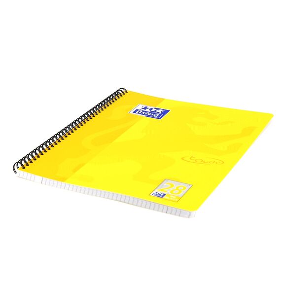 Oxford TOUCH A4+ Collegeblock, 80 Blatt, OPTIK PAPER+®, Doppelspirale, Mikroperforation, scribzee kompatibel (sonnengelb | kariert)