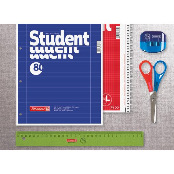BRUNNEN Collegeblock Student Spirale oben | A4, Lineatur 27, 80 Blatt, blau