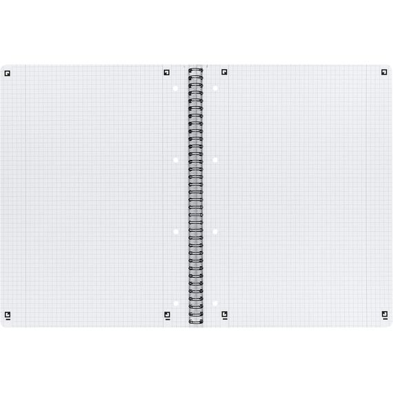 Oxford TOUCH A4+ Collegeblock, 80 Blatt, OPTIK PAPER+®, Doppelspirale, Mikroperforation, scribzee kompatibel (meerblau | kariert)