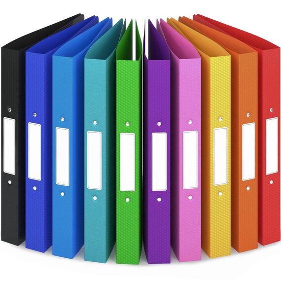 ACROPAQ - 10 x Ringbuch A4 - Mit 2 Ringen, Mit Rückenetiketten, Rückenbreite 3,5 cm, Regenbogen, Natur Farbkollektion - Ringhefter, Ringordner, Ordner A4 Schmal, Ringmappe A4, Schulordner