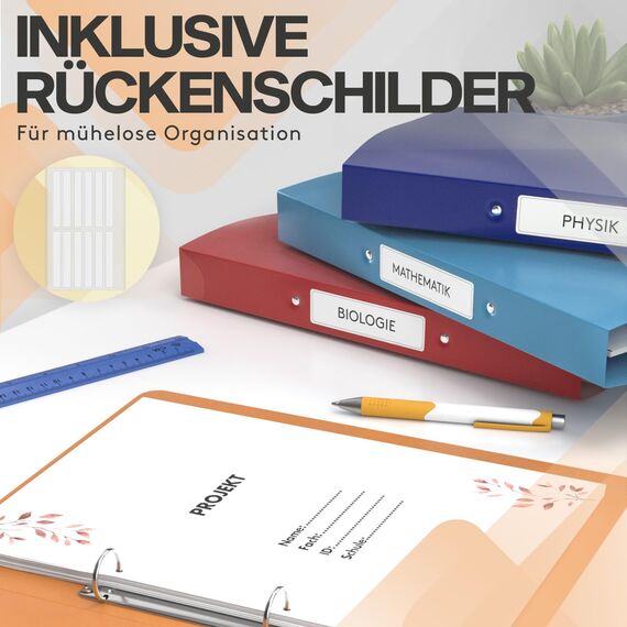 ACROPAQ - 12 x Ringbuch A4 - Mit 2 Ringen, Mit Rückenetiketten, Rückenbreite 3,5 cm, Farbbogen, Natur Farbkollektion - Ringhefter, Ringordner, Ordner A4 Schmal, Ringmappe A4, Schulordner