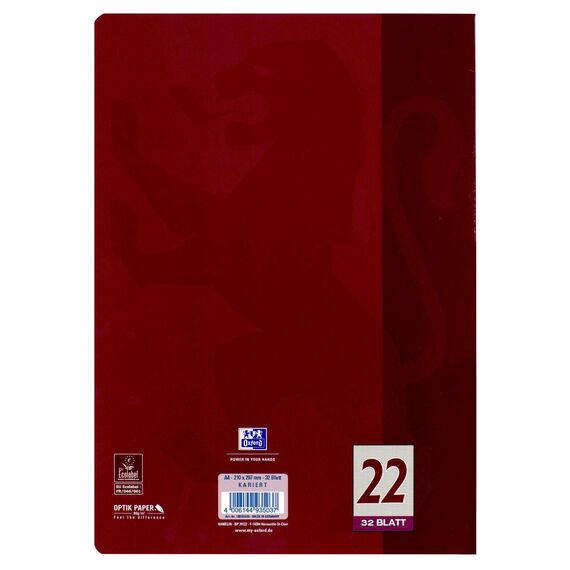 Oxford Schulheft A4, 32 Blatt, Lineatur 22, kariert, 10 Stück