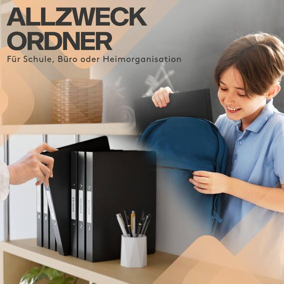 ACROPAQ - 10 x Ringbuch A4 - Mit 2 Ringen, Rückenbreite 3,5 cm, Nacht, Natur Farbkollektion - Ringhefter, Ringordner, Ordner A4 Schmal, Ringmappe A4, Schulordner