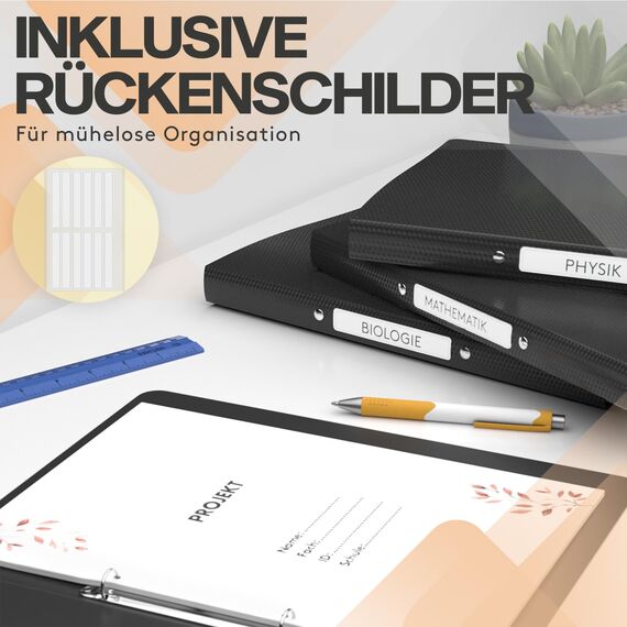 ACROPAQ - 10 x Ringbuch A4 - Mit 2 Ringen, Rückenbreite 2,5 cm, Nacht, Natur Farbkollektion - Ringhefter, Ringordner, Ordner A4 Schmal, Ringmappe A4, Schulordner