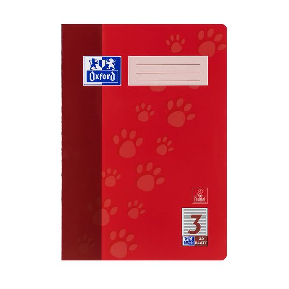 Oxford Schulheft A4, 32 Blatt, Lineatur 3, liniert, 10 Stück