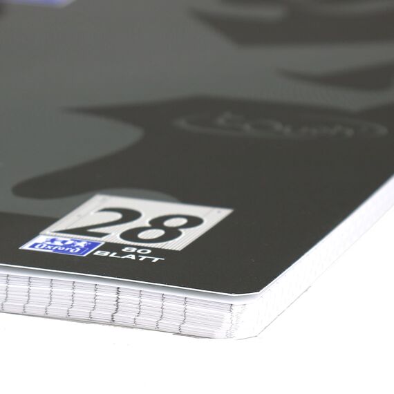 Oxford TOUCH A4+ Collegeblock, 80 Blatt, OPTIK PAPER+®, Doppelspirale, Mikroperforation, scribzee kompatibel (schwarz | kariert)