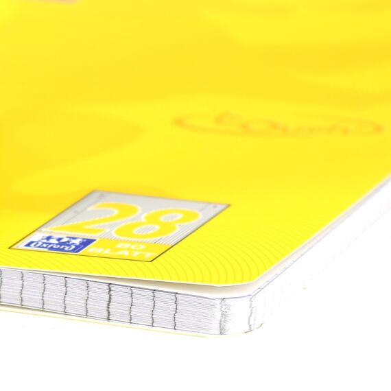 Oxford TOUCH A4+ Collegeblock, 80 Blatt, OPTIK PAPER+®, Doppelspirale, Mikroperforation, scribzee kompatibel (sonnengelb | kariert)