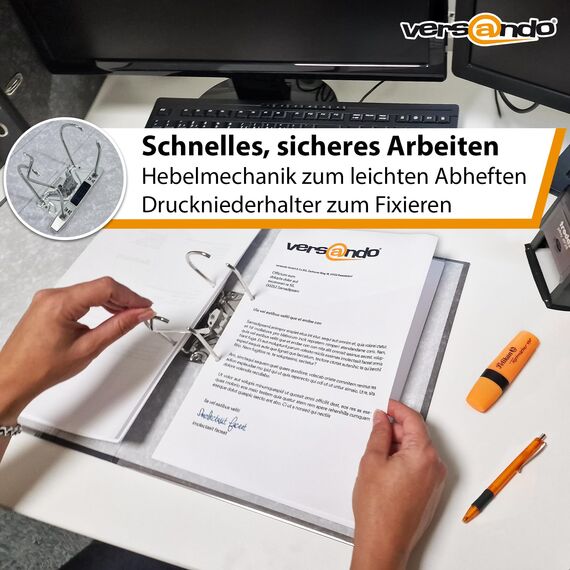 versando 5x breiter Premium Ordner DIN A4 Rücken 8cm Aktenordner Ringordner - Blauer Engel zertifiziert - schwarz