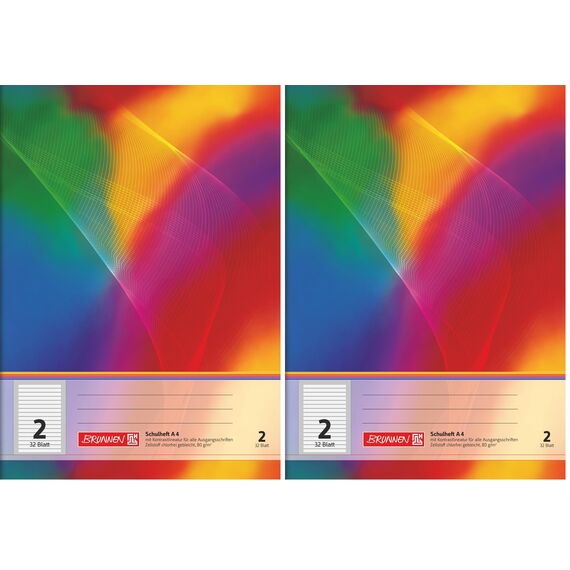 Brunnen 104438202 Schulheft A4 (32 Blatt, liniert, Lineatur 2, Klasse 2) (Packung mit 2)