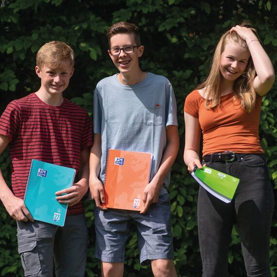 Oxford Touch Collegeblock A4 liniert, mit Doppelrand, 80 Blatt, aqua, 3 Stück