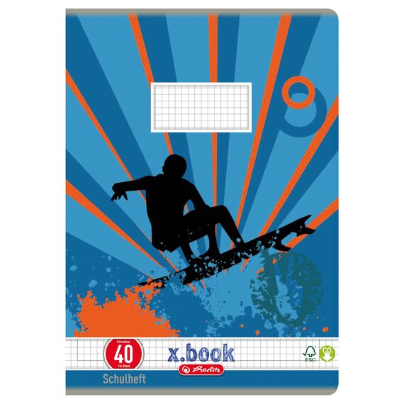 Herlitz Schulheft x.book A4, kariert, Lineatur 40, 16 Blatt, 10 Stück