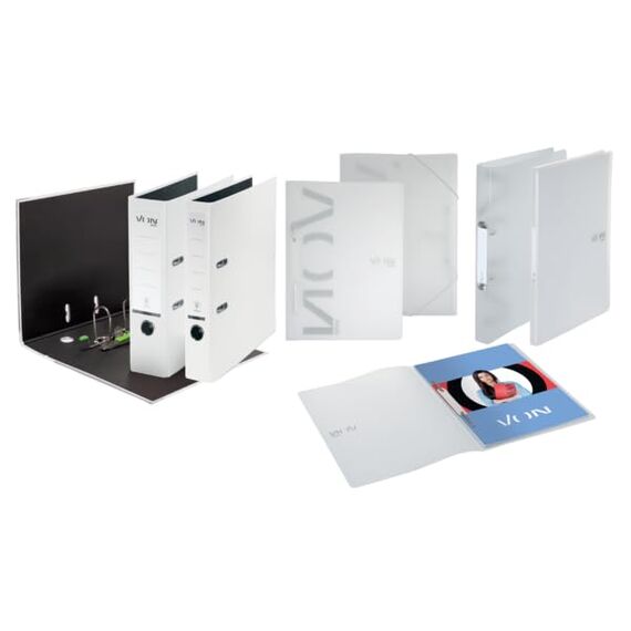 VON Leitz Ordner A4, 20er Pack, Karton mit Kunststoffeinband, 80 mm Rückenbreite, Für 600 Blatt, Blauer Engel & FSC-zertifiziert, Für Schule, Studium & Zuhause, Weiß, 10550001