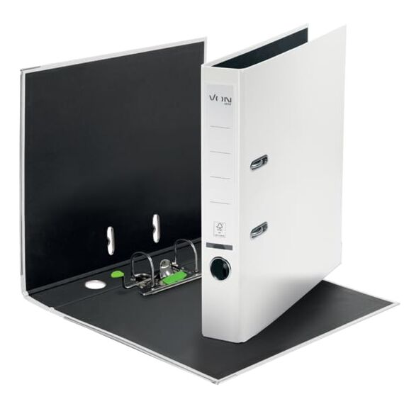 VON Leitz Ordner A4, 25er Pack, Karton mit Kunststoffeinband, 50 mm Rückenbreite, Für 350 Blatt, Blauer Engel & FSC-zertifiziert, Für Schule, Studium & Zuhause, Weiß, 10560001