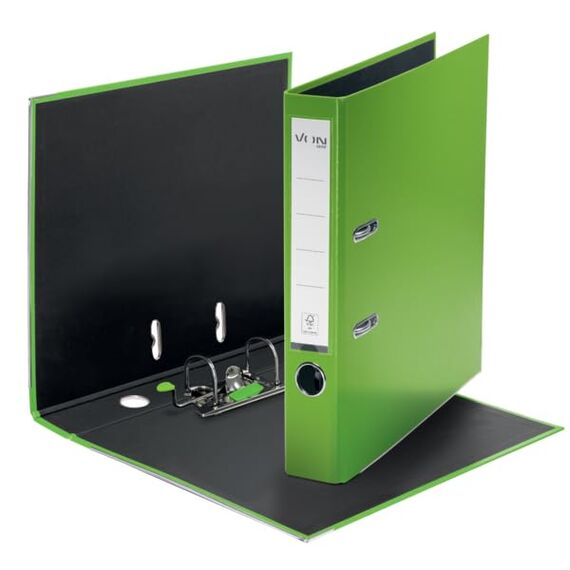 VON Leitz Ordner A4, 25er Pack, Karton mit Kunststoffeinband, 50 mm Rückenbreite, Für 350 Blatt, Blauer Engel & FSC-zertifiziert, Für Schule, Studium & Zuhause, Grün, 10560055