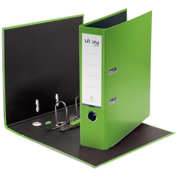 VON Leitz Ordner A4, 20er Pack, Karton mit Kunststoffeinband, 80 mm Rückenbreite, Für 600 Blatt, Blauer Engel & FSC-zertifiziert, Für Schule, Studium & Haushalt, Grün, 10550055