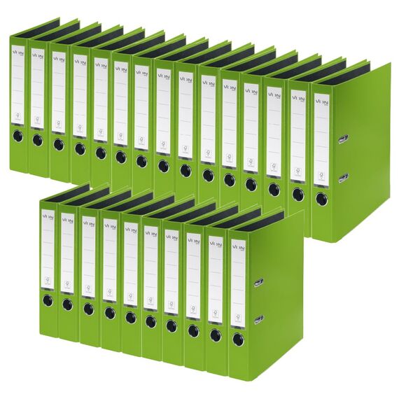 VON Leitz Ordner A4, 25er Pack, Karton mit Kunststoffeinband, 50 mm Rückenbreite, Für 350 Blatt, Blauer Engel & FSC-zertifiziert, Für Schule, Studium & Zuhause, Grün, 10560055