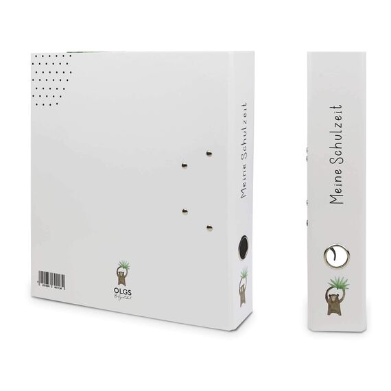 OLGS Sammelordner Meine Schulzeit | Schulordner Tiere | Erinnerungsordner Schule, Zeugnismappe, Praktikum | Ordner für Kinder, Ringordner, Aktenordner mit Griffloch DIN A4 Platz für 350 Blatt - Affe