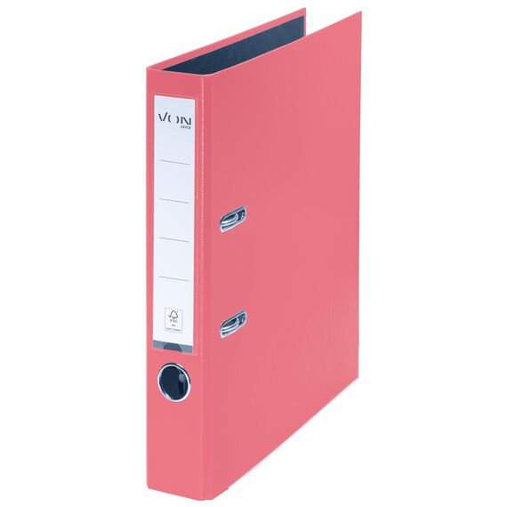 VON Leitz 5er Pack Ordner A4, Karton mit Kunststoffeinband, 50 mm Rückenbreite, Für 350 Blatt, FSC-zertifizierter Karton, Für Schule, Studium & Haushalt, Pink, 10561021