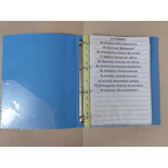 PUTOAHAO 100 Stück Klarsichthüllen A4 Glasklar aus PP (0.06 mm,60 My,60µ,60 micron),mit 11 Lochungen für 2/3/4-Ring-Ordner, Prospekthüllen DIN A4 für Dokumente, Broschüren,Ordner (Gelb Seite,6C-100)