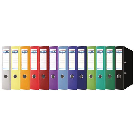 DONAU Premium Ordner Breit 10er Pack/DIN A4 / 7,5 cm / 10 Stück/Weinrote/Kunststoffbezug PP/Carton Papier Schlitzordner Büroordner Aktenordner Ringordner/Grünen Punkt