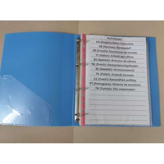 PUTOAHAO 100 Stück Klarsichthüllen A4 Glasklar,DINA4 Prospekthüllen aus PP(0.06 mm,60 My,60µ,60 micron),11 Loch Perforationen Klarsichtfolien A4 für Broschüren,Ordner,Dokumente (Rot Seite,6C-100)