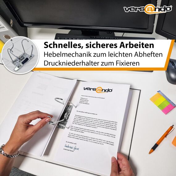 versando 20x breiter Premium Ordner DIN A4 Rücken 8cm Aktenordner Ringordner - Blauer Engel zertifiziert - gelb (1 Karton)