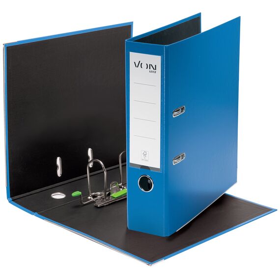 VON Leitz Ordner A4, 10er Pack, Karton mit Kunststoffeinband, 80 mm Rückenbreite, Für 600 Blatt, Blauer Engel & FSC-zertifiziert, Für Schule, Studium & Zuhause, Blau, 10550035