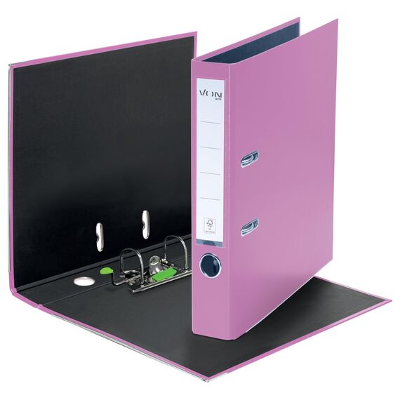 VON Leitz 5er Pack Ordner A4, Karton mit Kunststoffeinband, 50 mm Rückenbreite, Für 350 Blatt, FSC-zertifizierter Karton, Für Schule, Studium & Haushalt, Violett, 10561067