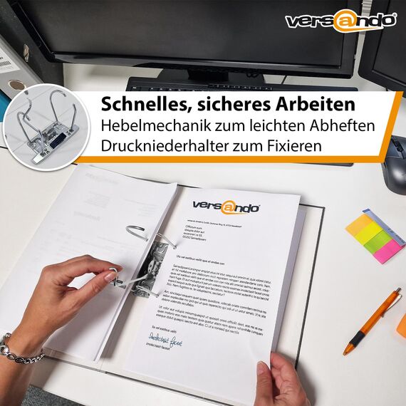 versando 20x breiter Premium Ordner DIN A4 Rücken 8cm Aktenordner Ringordner - Blauer Engel zertifiziert - türkis (1 Karton)