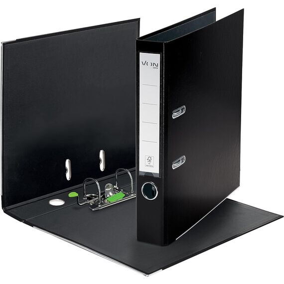 VON Leitz Ordner Set je 5 Stück in schwarz und blau, A4, Karton mit Kunststoffeinband, Für 350 Blatt, 50 mm Rückenbreite, FSC-zertifizierter Karton, Aktenordner