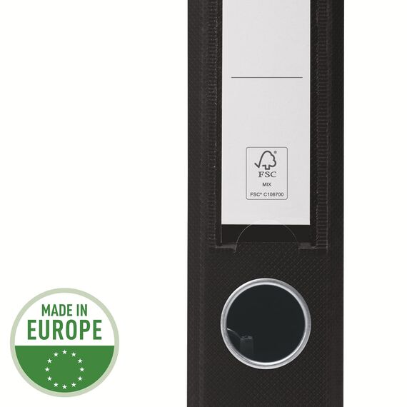 VON Leitz Ordner A4, Karton mit Kunststoffeinband, 50 mm Rückenbreite, Für 350 Blatt, Blauer Engel & FSC-zertifiziert, Für Schule, Studium & Zuhause, Weiß, 10560001