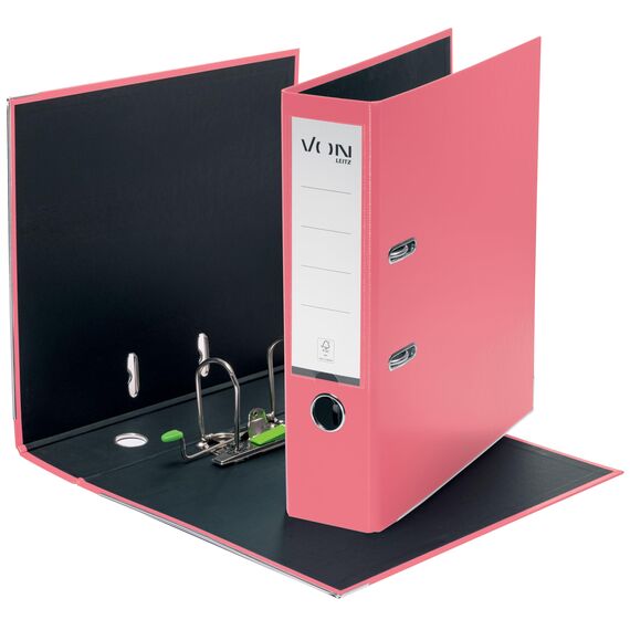 VON Leitz 5er Pack Ordner A4, Karton mit Kunststoffeinband, 80 mm Rückenbreite, Für 600 Blatt, FSC-zertifizierter Karton, Aktenordner, Für Schule, Studium & Zuhause, Pink, 10551021