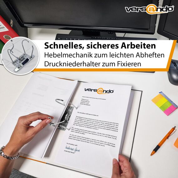 versando 10x breiter Premium Ordner DIN A4 Rücken 8cm Aktenordner Ringordner - Blauer Engel zertifiziert - orange