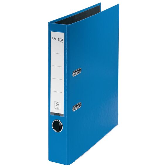 VON Leitz Ordner A4, Karton mit Kunststoffeinband, 50 mm Rückenbreite, Für 350 Blatt, Blauer Engel & FSC-zertifiziert, Für Schule, Studium & Zuhause, Blau, 10560035