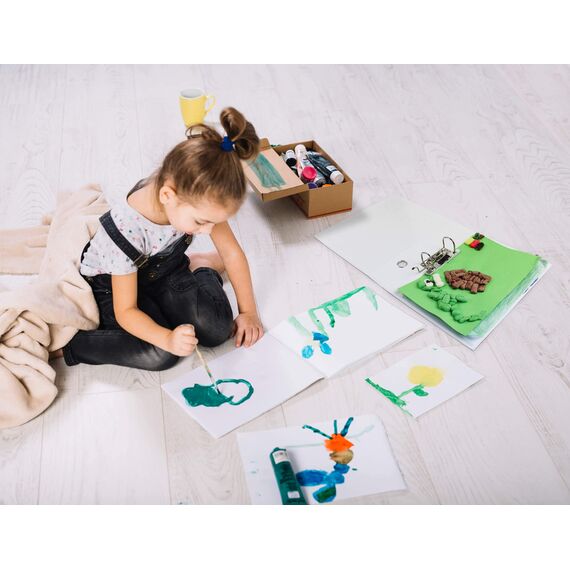 OLGS Meine Kindergartenzeit Boho Ordner für Kinder, Kita Erinnerungsordner, Kindergartenordner Tiere, Sammelordner, Kindergarten, Ringordner DIN A4 - Regenbogen Einhorn, Löwe, Hase