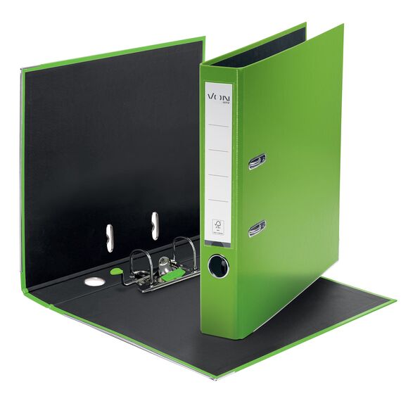 VON Leitz Ordner A4, Karton mit Kunststoffeinband, 50 mm Rückenbreite, Für 350 Blatt, Blauer Engel & FSC-zertifiziert, Für Schule, Studium & Zuhause, Grün, 10560055