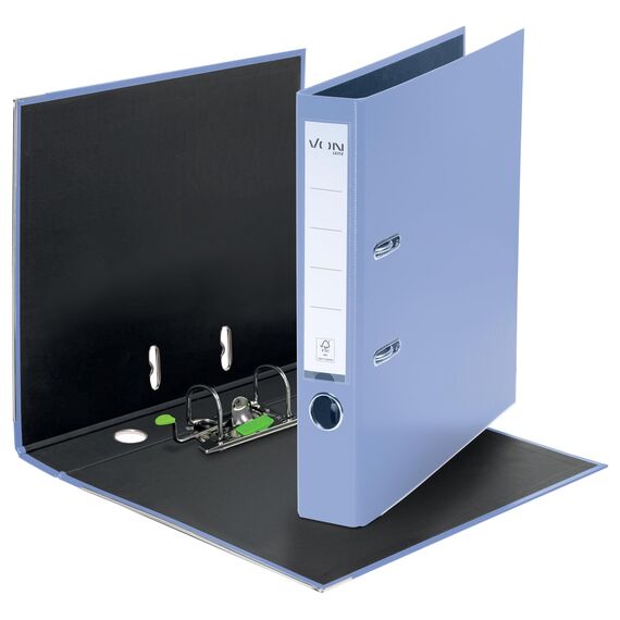VON Leitz 5er Pack Ordner A4, Karton mit Kunststoffeinband, 50 mm Rückenbreite, Für 350 Blatt, FSC-zertifizierter Karton, Für Schule, Studium & Haushalt, Hellblau, 10561030