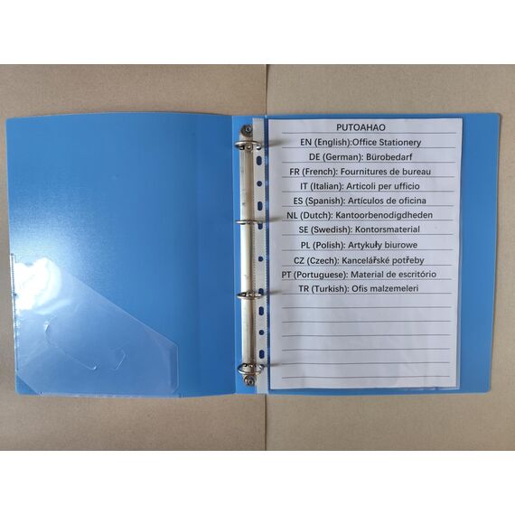 PUTOAHAO 100 Stück Klarsichthüllen A4 Glasklar,DINA4 Prospekthüllen aus PP(0.06 mm,60 My,60µ,60 micron),11 Loch Perforationen Klarsichtfolien A4 für Broschüren,Ordner,Dokumente (Weiß Seite,6C)