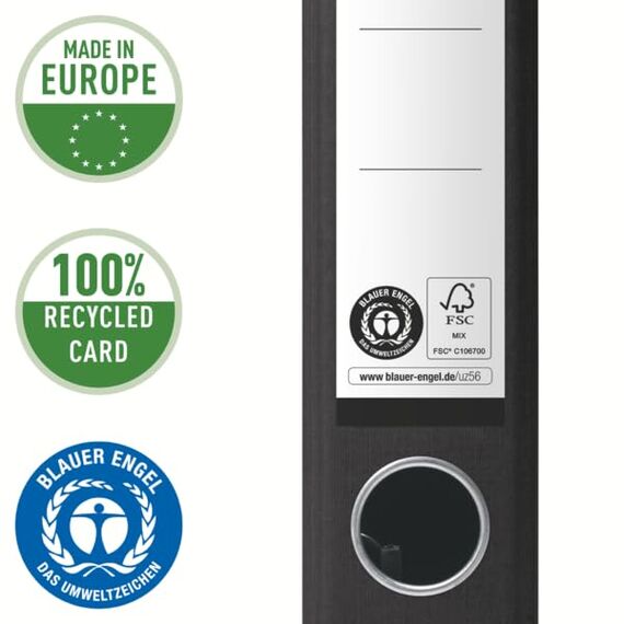 VON Leitz Ordner A4, 25er Pack, 100 % Recyclingpapier, 50 mm Rückenbreite, Für 350 Blatt, Blauer Engel & FSC-zertifiziert, Für Schule, Studium & Zuhause, Rot, 10540025