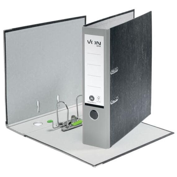 VON Leitz Ordner A4, 20er Pack, 100 % Recyclingpapier, 80 mm Rückenbreite, Für 600 Blatt, Blauer Engel & FSC-zertifiziert, Für Schule, Studium & Zuhause, Grau, 10530085
