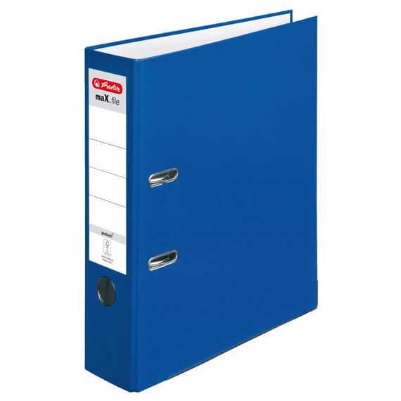 herlitz Ordner A4 maX.file protect, A4, 8 cm Rückenbreite, Blau, Einsteckrückenschild, Kantenschutz, 1 Stück