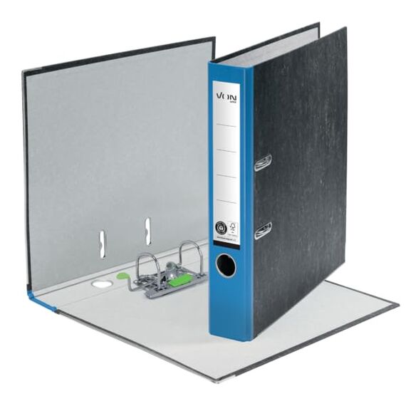 VON Leitz Ordner A4, 25er Pack, 100 % Recyclingpapier, 50 mm Rückenbreite, Für 350 Blatt, Blauer Engel & FSC-zertifiziert, Für Schule, Studium & Zuhause, Blau, 10540035