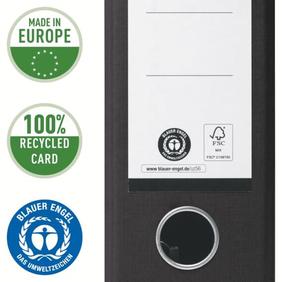 VON Leitz Ordner A4, 20er Pack, 100 % Recyclingpapier, 80 mm Rückenbreite, Für 600 Blatt, Blauer Engel & FSC-zertifiziert, Für Schule, Studium & Zuhause, Gelb, 10530015