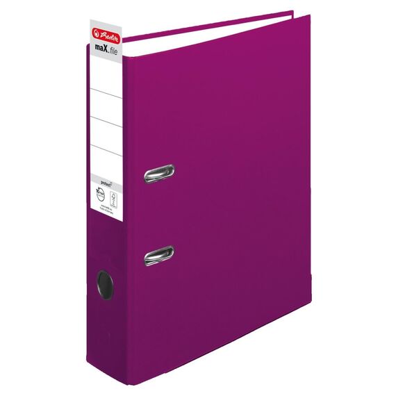 herlitz Ordner A4 maX.file protect, A4, 8 cm Rückenbreite, Beere Violett, Einsteckrückenschild, Kantenschutz,1 Stück