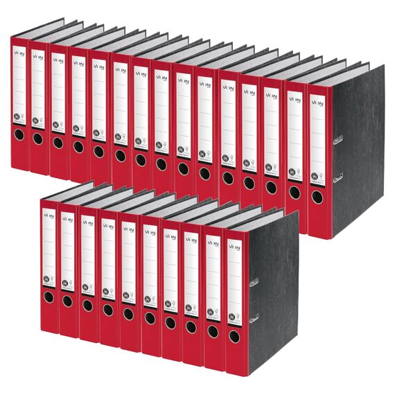 VON Leitz Ordner A4, 25er Pack, 100 % Recyclingpapier, 50 mm Rückenbreite, Für 350 Blatt, Blauer Engel & FSC-zertifiziert, Für Schule, Studium & Zuhause, Rot, 10540025