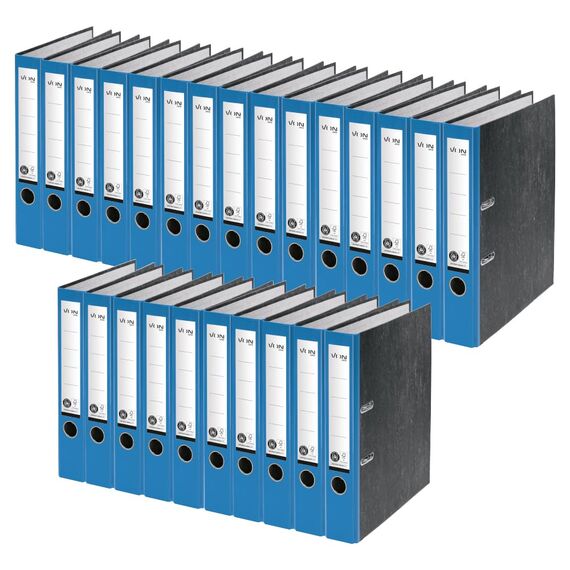 VON Leitz Ordner A4, 25er Pack, 100 % Recyclingpapier, 50 mm Rückenbreite, Für 350 Blatt, Blauer Engel & FSC-zertifiziert, Für Schule, Studium & Zuhause, Blau, 10540035