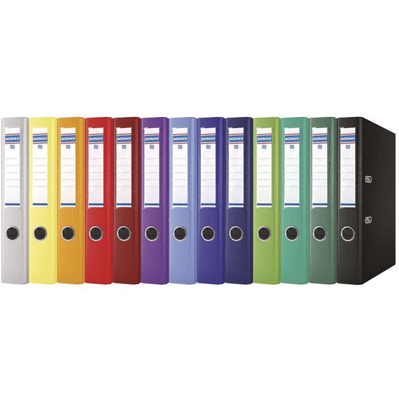 Donau Premium Ordner Schmal 10er Pack/DIN A4 / 5 cm / 10 Stück/Blau/Kunststoffbezug PP/Carton Papier Schlitzordner Büroordner Aktenordner Ringordner/Grünen Punkt